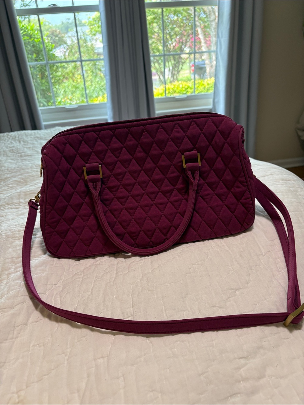 Quilted Vera Bradley Shoulder Bag Purple